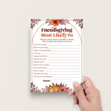 Printable Adult Friendsgiving Game Bundle