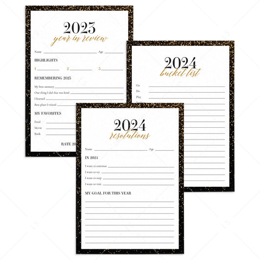 2023/2024 New Years Reflections and Resolutions Cards Printable by LittleSizzle