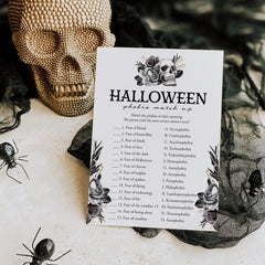 Gothic Black Halloween Party Games with Floral Skull Printable