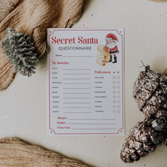 Secret Santa Questionnaire for Gift Exchange Printable