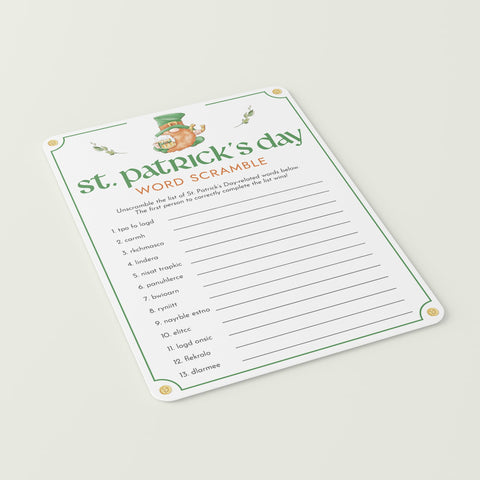 St Patricks Day Word Scramble with Answer Key Printable – LittleSizzle