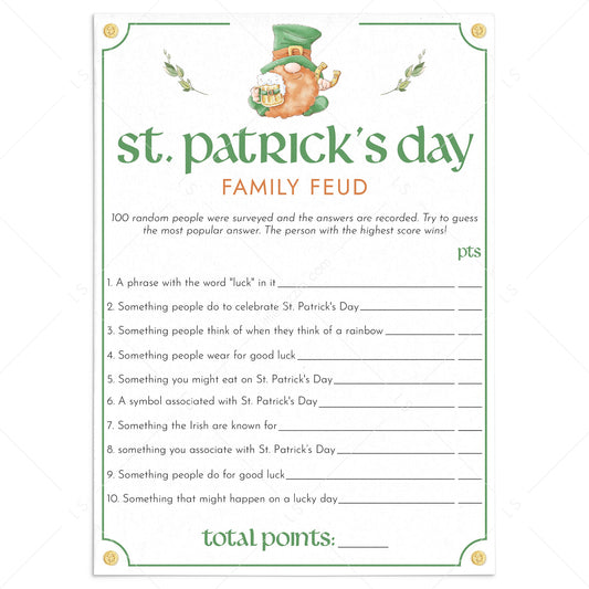 St Patricks Day Family Feud with Answer Key Printable by LittleSizzle