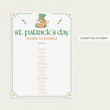 St Patricks Day Word Scramble with Answer Key Printable