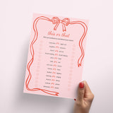 Coquette Galentine's Games with Pink and Red Bow Printable