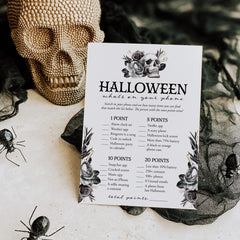 Printable Halloween Phone Game Black Floral Skull