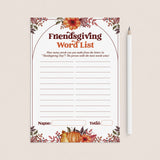 Friendsgiving Games for Adults Printable