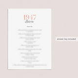 1947 Trivia Questions and Answers Printable
