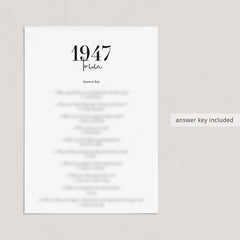 1947 Trivia with Answers Printable