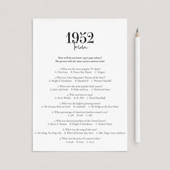 1952 Trivia with Answers Printable by LittleSizzle