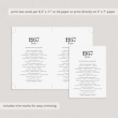 1957 Trivia with Answers Printable