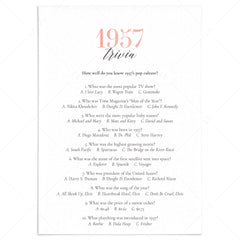 1957 Trivia Questions and Answers Printable | Instant Download ...