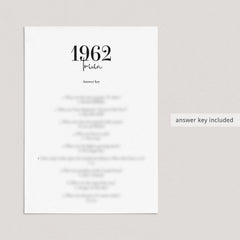 1962 Quiz with Answer Key Printable