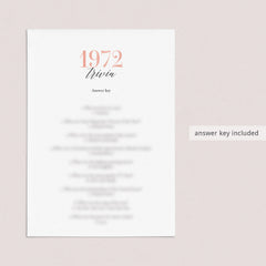 1972 Trivia Game with Answers Printable