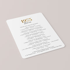 Gold 1973 Trivia Questions with Answers Printable