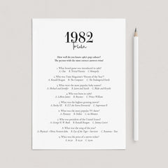 1982 Quiz Questions and Answers Printable by LittleSizzle