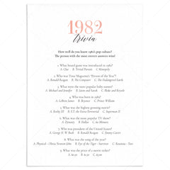 1982 Trivia Game with Answers Printable by LittleSizzle