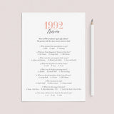 1992 Trivia Game with Answers Printable by LittleSizzle