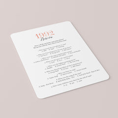 1992 Trivia Game with Answers Printable