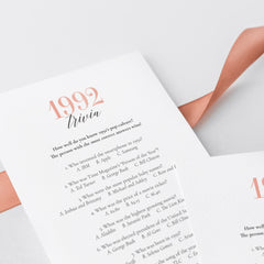 1992 Trivia Game with Answers Printable