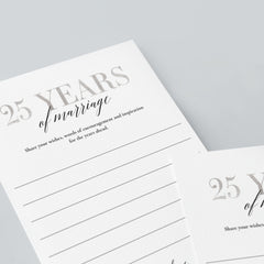 25th Anniversary Wishes & Advice Cards Silver