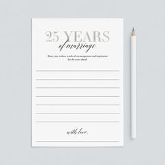 25th Anniversary Wishes & Advice Cards Silver by LittleSizzle