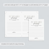 25th Anniversary Wishes & Advice Cards Silver