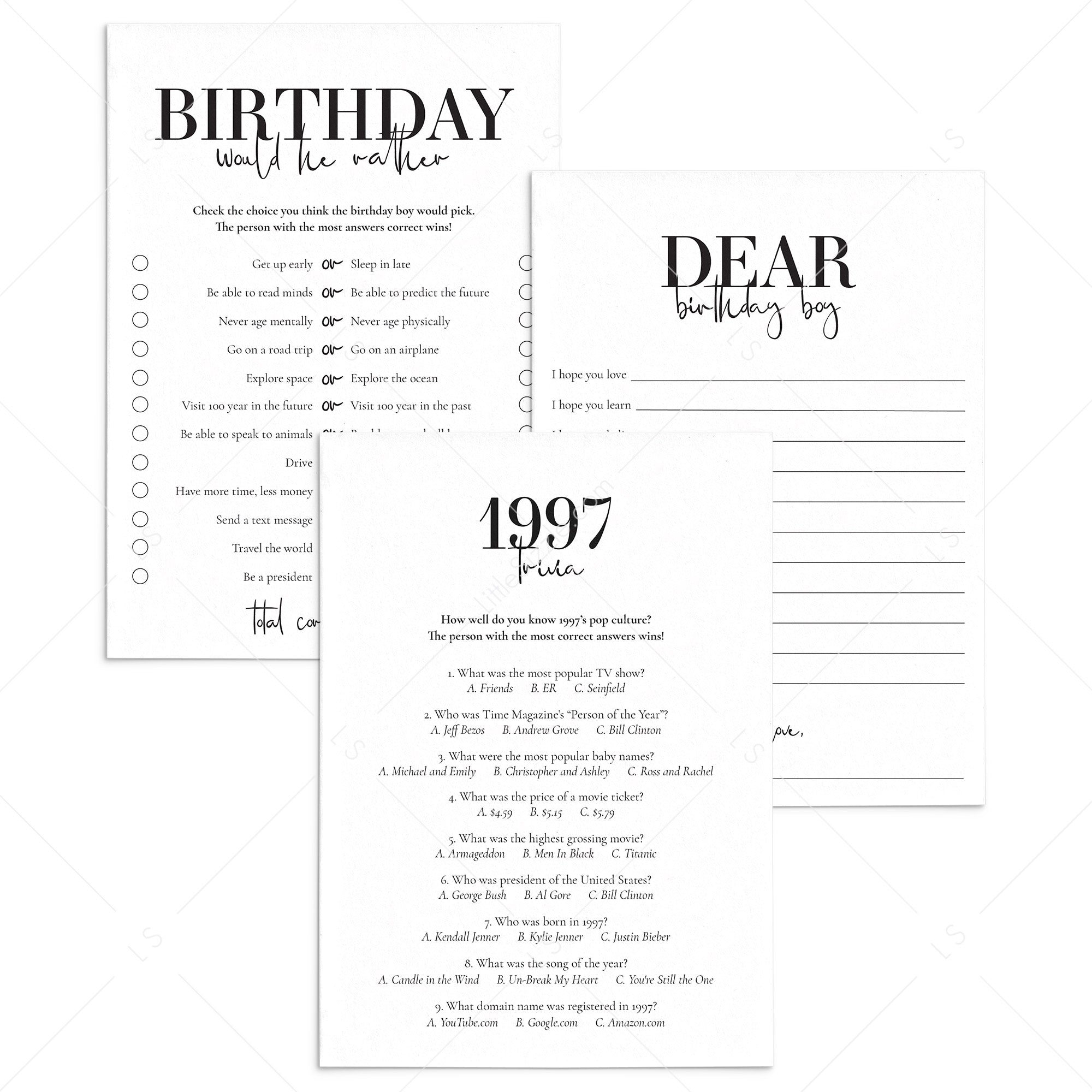 28th Birthday Party Games for Him Born in 1997 by LittleSizzle