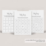Minimalist Baby Bingo Pre Filled And Blank Cards Printable