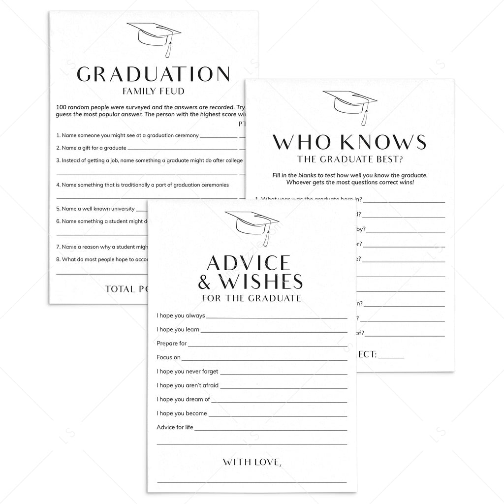 Modern Graduation Games Printable | Instant Download – LittleSizzle