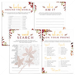 Autumn Leaves Baby Shower Games Pack Instant Download by LittleSizzle