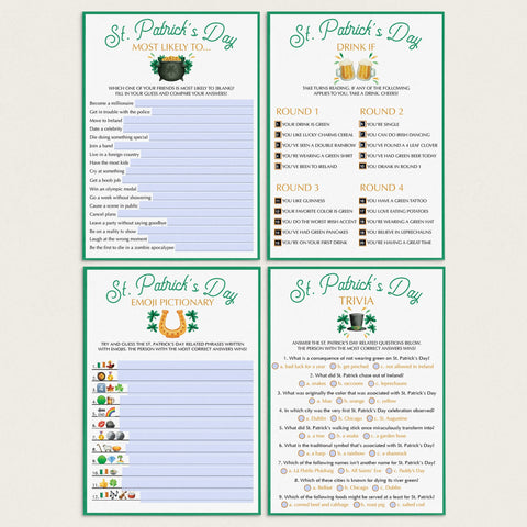 St. Patrick's Day Games for Adults | Printable & Virtual | Instant ...