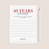 Ruby Wedding Anniversary Wishes & Advice Card Printable by LittleSizzle