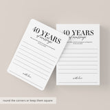 40th Wedding Anniversary Wishes & Advice Card Printable