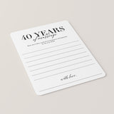 40th Wedding Anniversary Wishes & Advice Card Printable