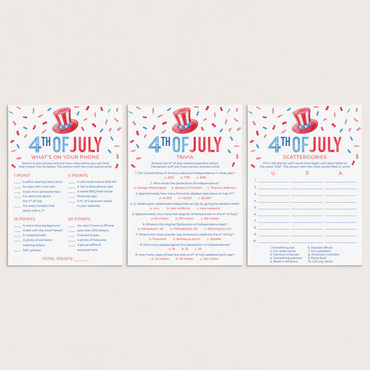July 4th Adult Party Games Printable by LittleSizzle
