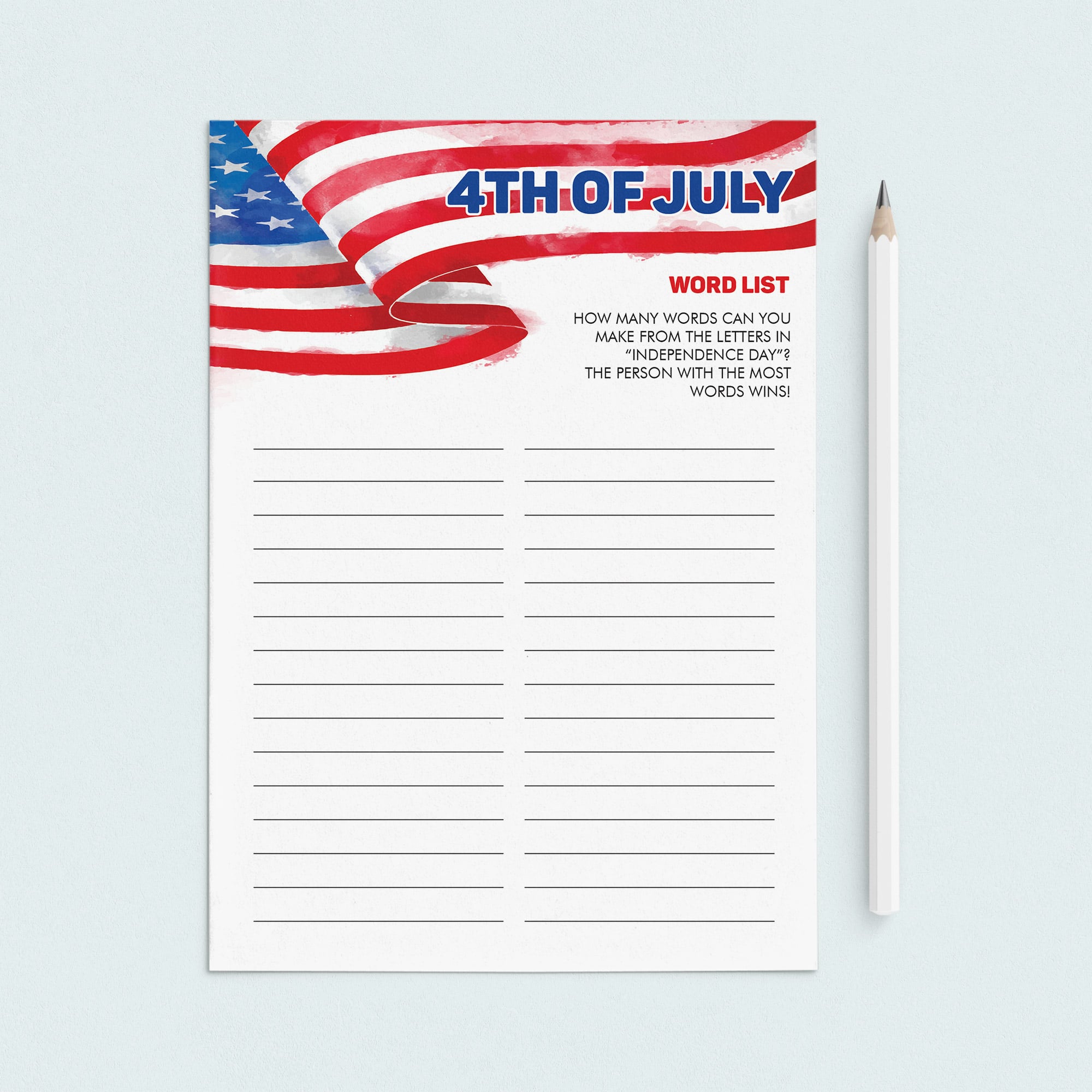 Easy 4th of July Game for Kids Printable by LittleSizzle
