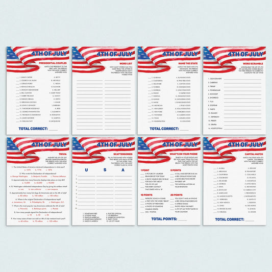 4th of July Games Package Instant Download by LittleSizzle