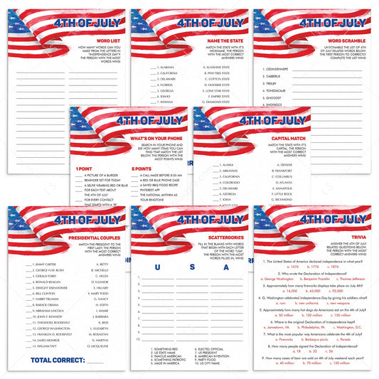 4th of July Games Package Instant Download by LittleSizzle
