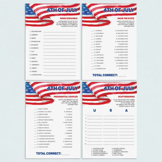 Fourth of July Party Games Bundle Printable & Virtual by LittleSizzle