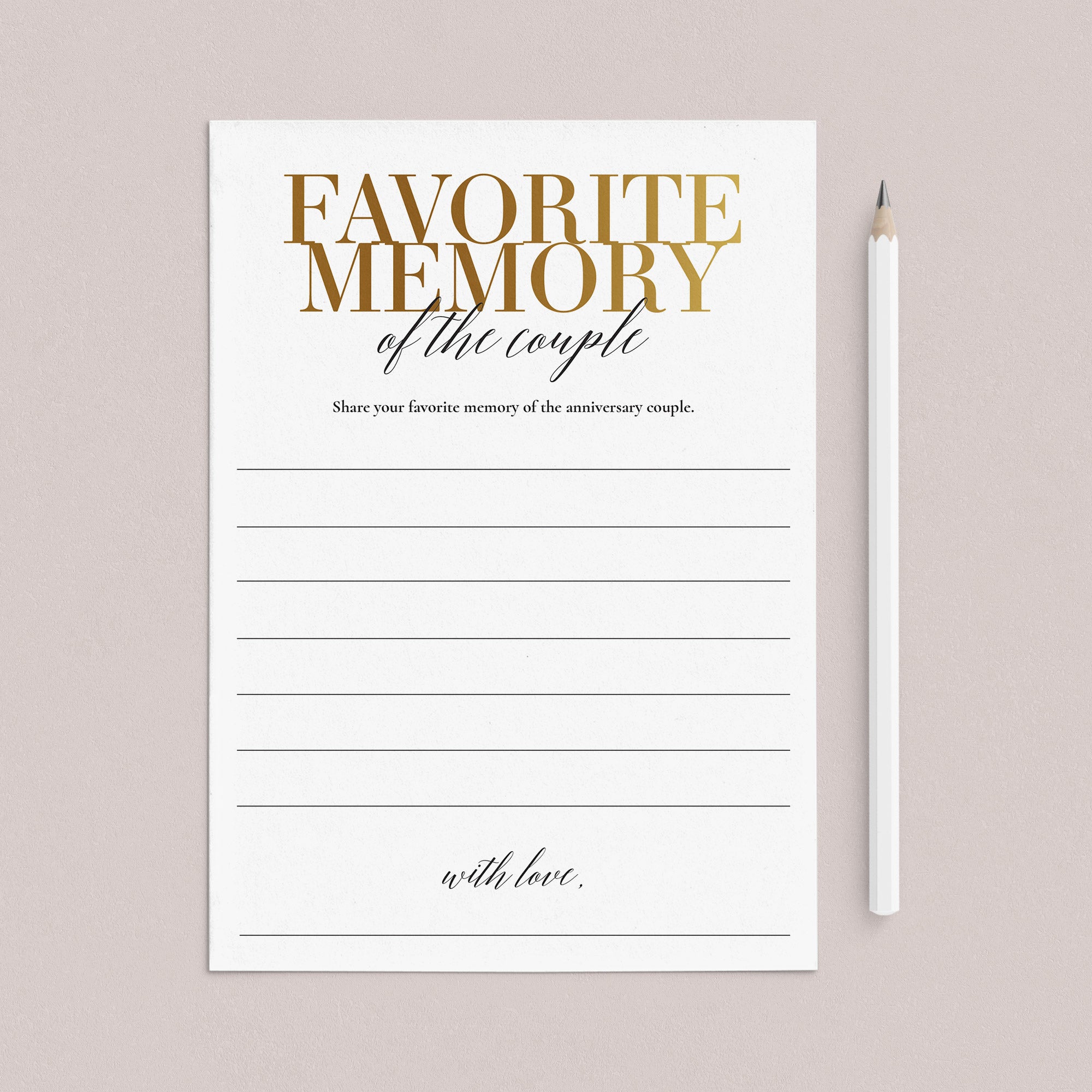 My Favorite Memory of the Anniversary Couple Gold Printable by LittleSizzle