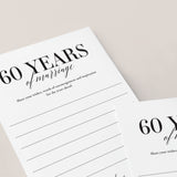60th Wedding Anniversary Wishes & Advice Card Printable