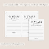 65th Wedding Anniversary Wishes Card Printable