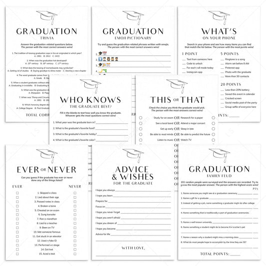 Simple Graduation Games Bundle Printable by LittleSizzle