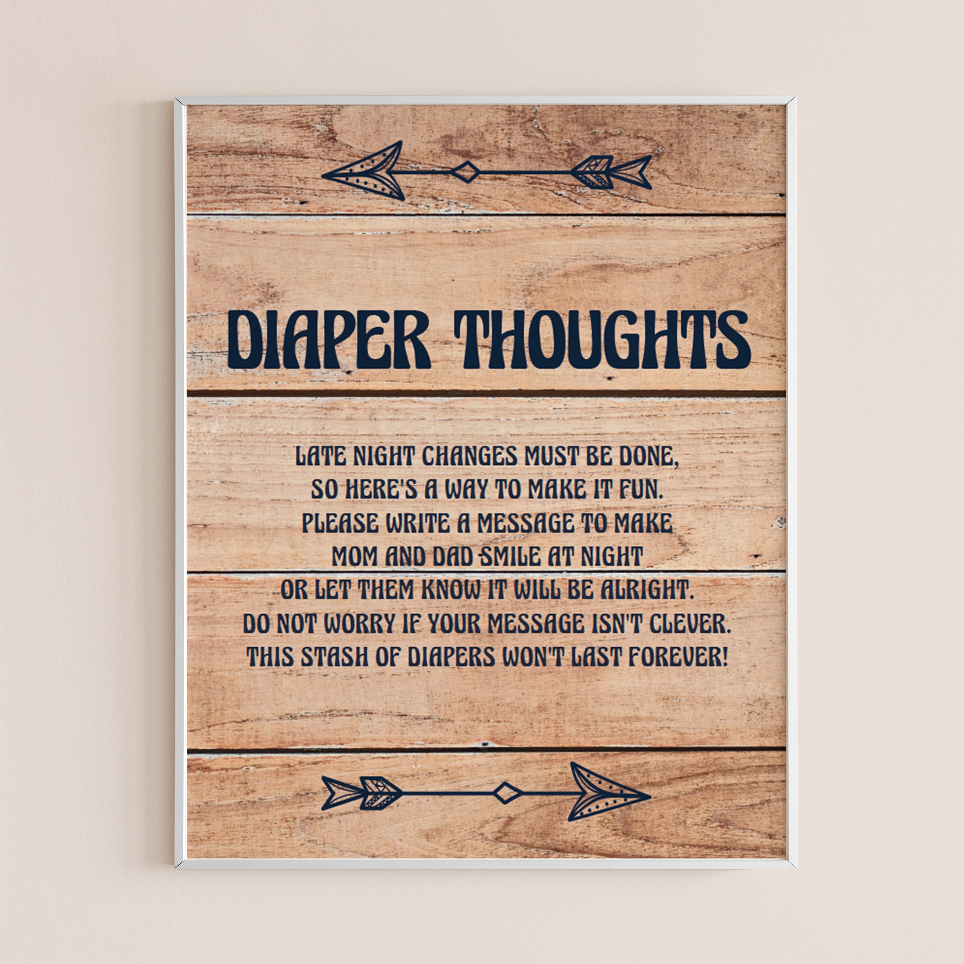 Printable woodland themed diaper thoughts sign by LittleSizzle