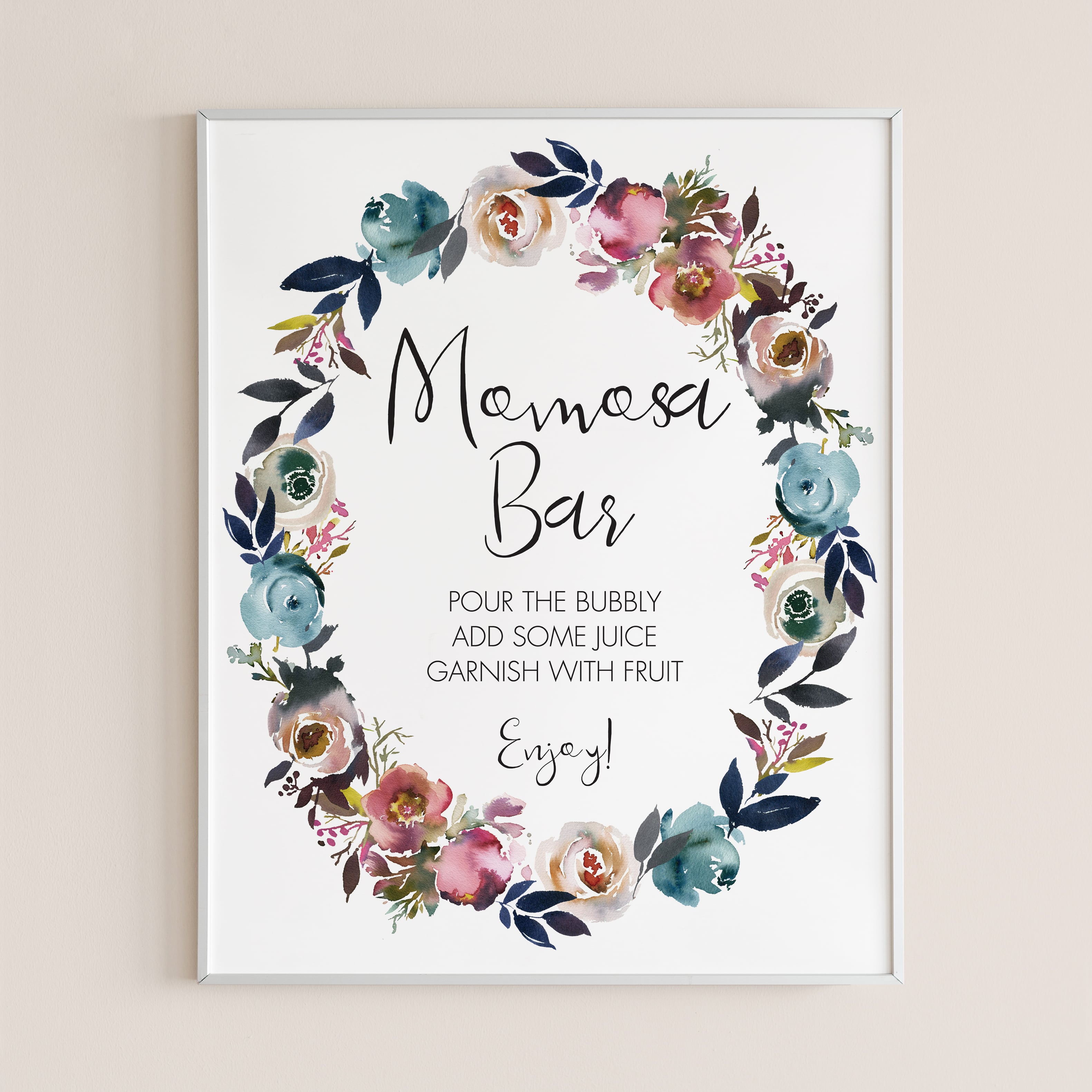 Baby shower bubbly bar sign printable flowers by LittleSizzle