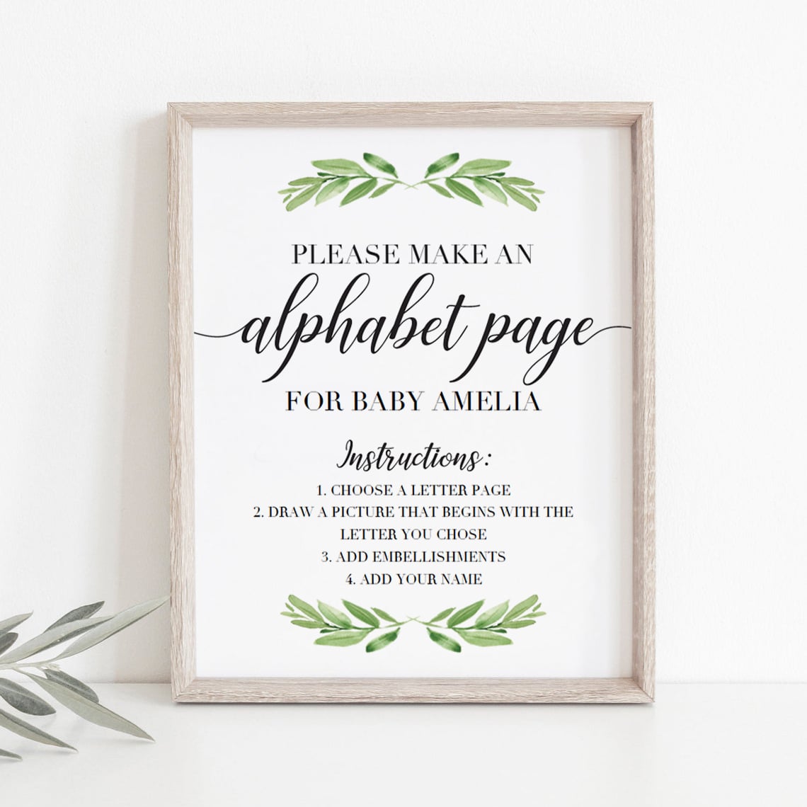 Editable abc page for baby shower template by LittleSizzle