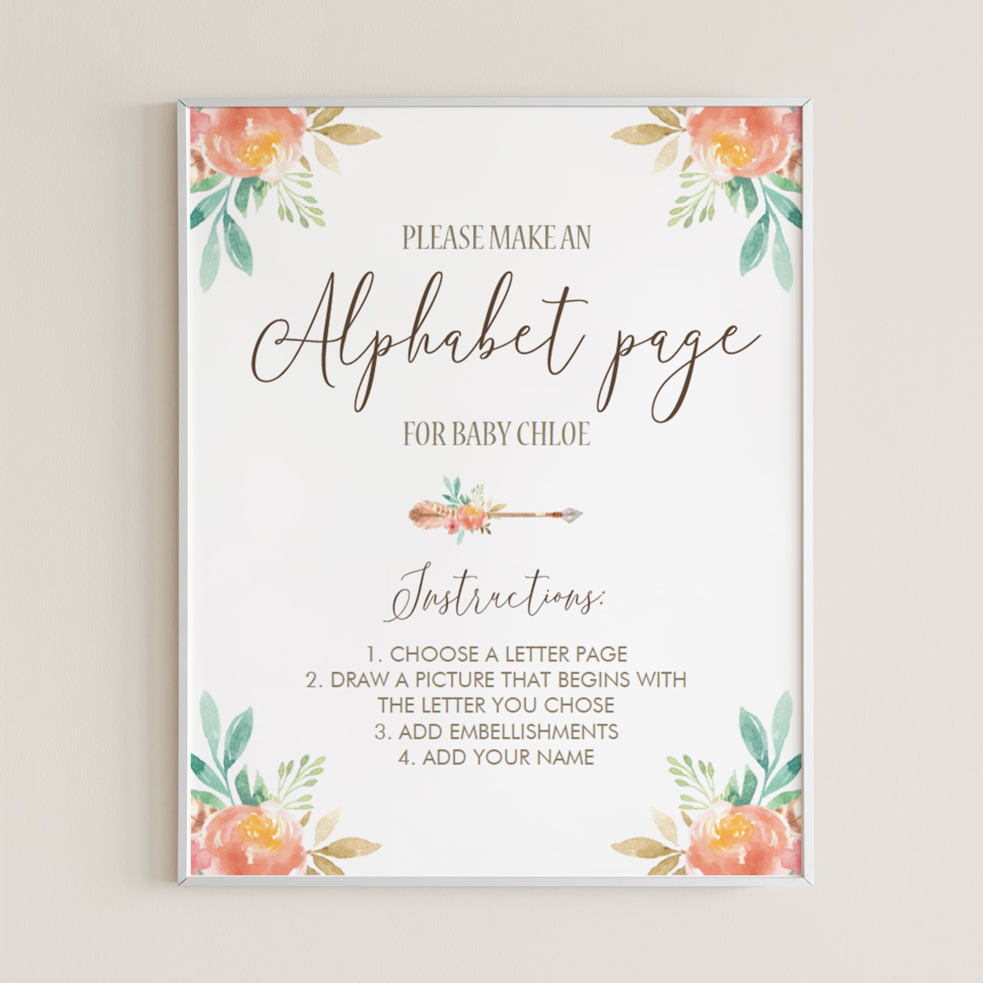 Floral Baby Shower Alphabet Game Sign by LittleSizzle