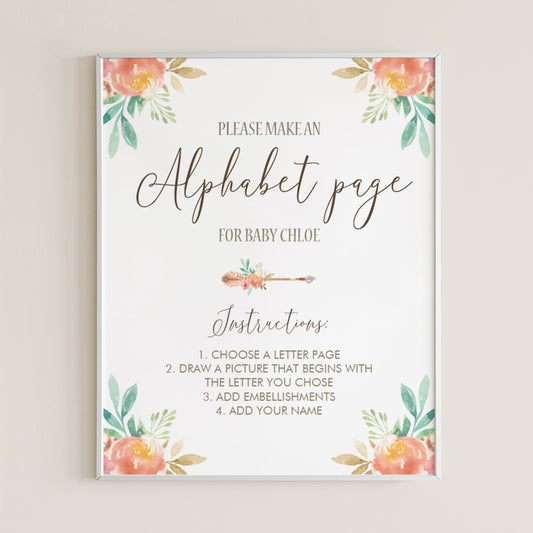 Floral Baby Shower Alphabet Game Sign by LittleSizzle