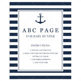 ABC Page baby shower activity printable by LittleSizzle