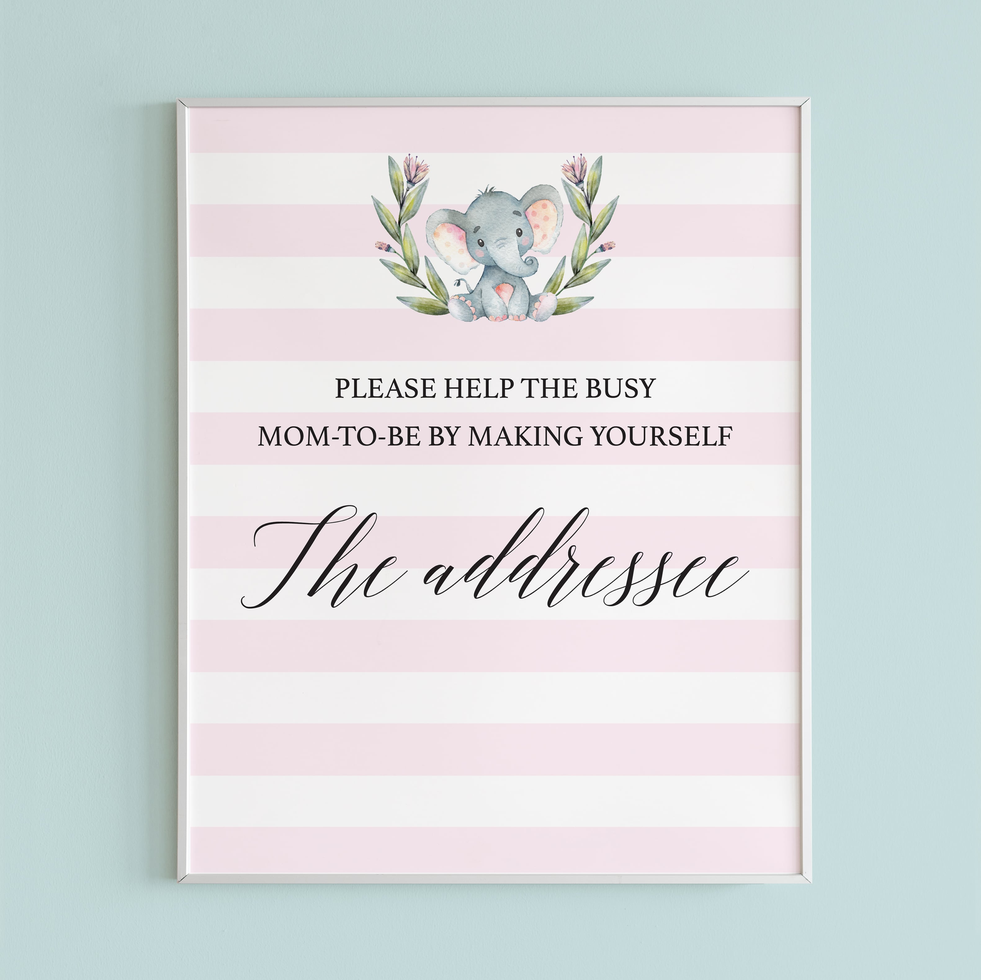 Pink baby shower address card sign printable by LittleSizzle